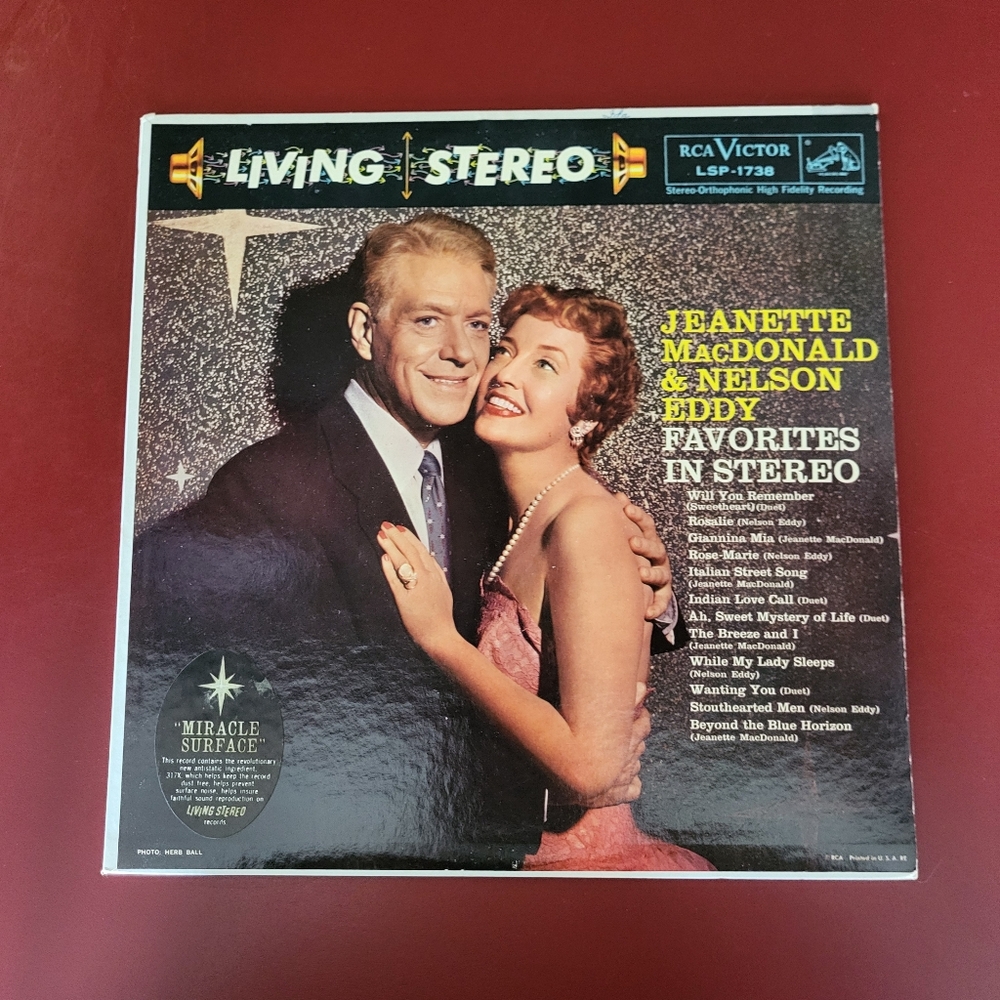 Jeanette MacDonald & Nelson Eddy Favorites in Stereo Record Vinyl LP LSP-1738